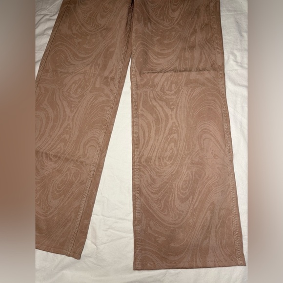 Urban Outfitters BGD Wide Leg Puddle Jeans In Tan Blush Pink Swirl 26 - Picture 5 of 12